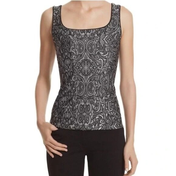 White House Black Market Tops - 2/$30 NWT White House Black Market Shiny Jacquard Cami B&W Small #9948